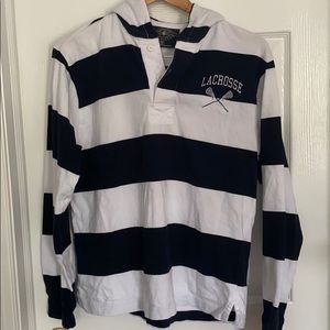 Charles River Lacrosse Rugby Shirt with Hood Small
